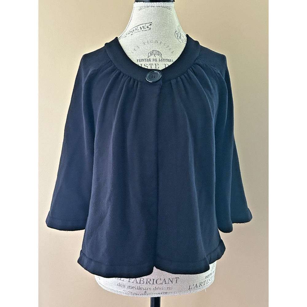 Josephine Chaus Black Bolero Sweater Single Button Closure and 3/4 Sleeve Lg